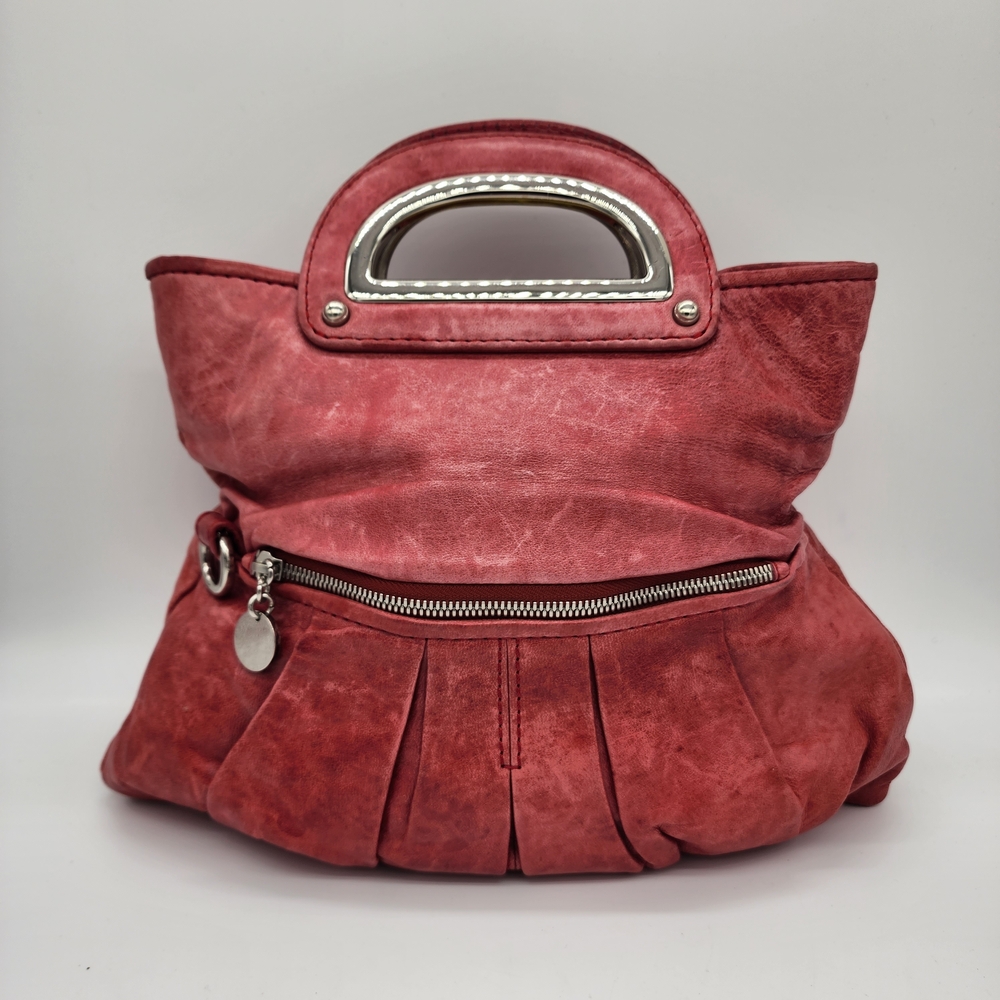Gustto Genuine Leather Handbag Vintage Y2K Pink Red Silver